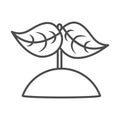 Gardening, growing plant in soil nature line icon style