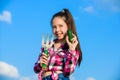 Gardening and harvesting concept. Gardening activity. Little girl gardener work at family farm. Kid cheerful gardener