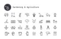 Gardening, horticulture, landscaping, working tools, equipment linear icons set. Vector clipart collection isolated on