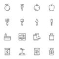 Gardening, horticulture line icons set