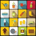 Gardening icons set in flat style Royalty Free Stock Photo