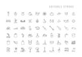 Gardening icons set. Pictograms for growing plant, flower, vegetable, fruit. Garden tools for working with seeds, soil, ground.