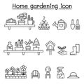 Gardening icons set in thin line style Royalty Free Stock Photo