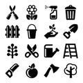 Gardening Icons Set on White Background. Vector Royalty Free Stock Photo