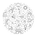 Gardening icons, simple and thin line design Royalty Free Stock Photo