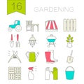 Gardening icons. Unique and modern set isolated on background.