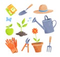 Gardening items vector illustrations Royalty Free Stock Photo