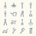 Gardening line icon set