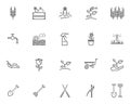 Gardening line icons set