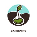 Gardening logo of sprouting tree isolated vector illustration.