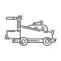 Gardening mower hand drawn icon, outline black, doodle icon, vector icon Royalty Free Stock Photo
