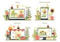 Gardening online service or platform set. Idea of horticultural designer