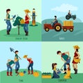 Gardening People Flat Set Royalty Free Stock Photo