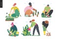 Gardening people set, spring