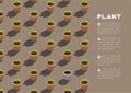 Gardening plant seedling or sprout in pot 3D isometric pattern, Conservation environment concept poster and banner horizontal