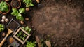 Gardening and Planting Flat Lay Background with Copy Space Royalty Free Stock Photo