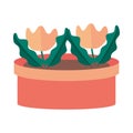 Gardening, potted flowers plant decoration flat icon style