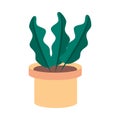 Gardening, potted plant leaves decoration flat icon style