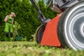 Gardening Power Equipment and Gardener Job Royalty Free Stock Photo