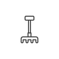 Gardening rake line icon