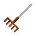 Gardening rake tool flat icon with shadow