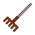 Gardening rake tool line and fill icon