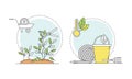 Gardening related symbols set. Eco farming concept. Agricultural tools vector illustration