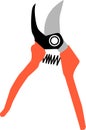 Gardening scissor icon. Pruning scissors sign. Secateurs pruner symbol. flat style