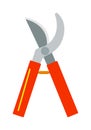 Gardening scissors hand work and steel equipment vector