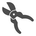 Gardening scissors solid icon, farm garden concept, Secateurs sign on white background, Garden pruner icon in glyph