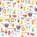 Gardening seamless pattern design with cute flat icons vector