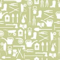 Gardening seamless pattern design with cute flat icons vector