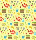 Gardening seamless pattern with garden tools. Spring endless backdrop.