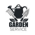 Gardening service vector icon of garden tools