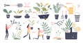 Gardening set as summer botany plant care work elements tiny person concept Royalty Free Stock Photo