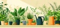 Gardening or set of plants illustration ai generated art Royalty Free Stock Photo