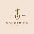 gardening shovel logo vector minimalist design