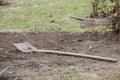 Gardening shovel lying on the ground