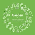 Gardening Signs Round Design Template Line Icon Concept. Vector