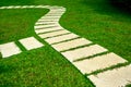 Gardening stone footpath with grass