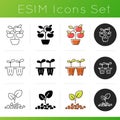 Gardening store categories icons set