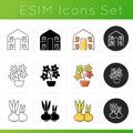 Gardening store categories icons set