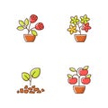 Gardening store categories RGB color icons set