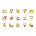 Gardening store categories RGB color icons set