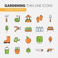 Gardening Thin Line Icons Set