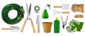 Gardening tool equipment. Top view isolated on white background. Online shopping commerce or advertising. Banner for florist shop Royalty Free Stock Photo