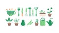 Gardening Tool Icons: Trowel, Rake, and Pitchfork for Yard Work, vector design Generative AI Royalty Free Stock Photo