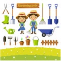 Gardening tools collection isolated - vector illustration