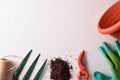 Gardening tools composition on white Royalty Free Stock Photo