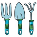 Gardening Tools: Cultivator, Trowel, Weed Fork Royalty Free Stock Photo